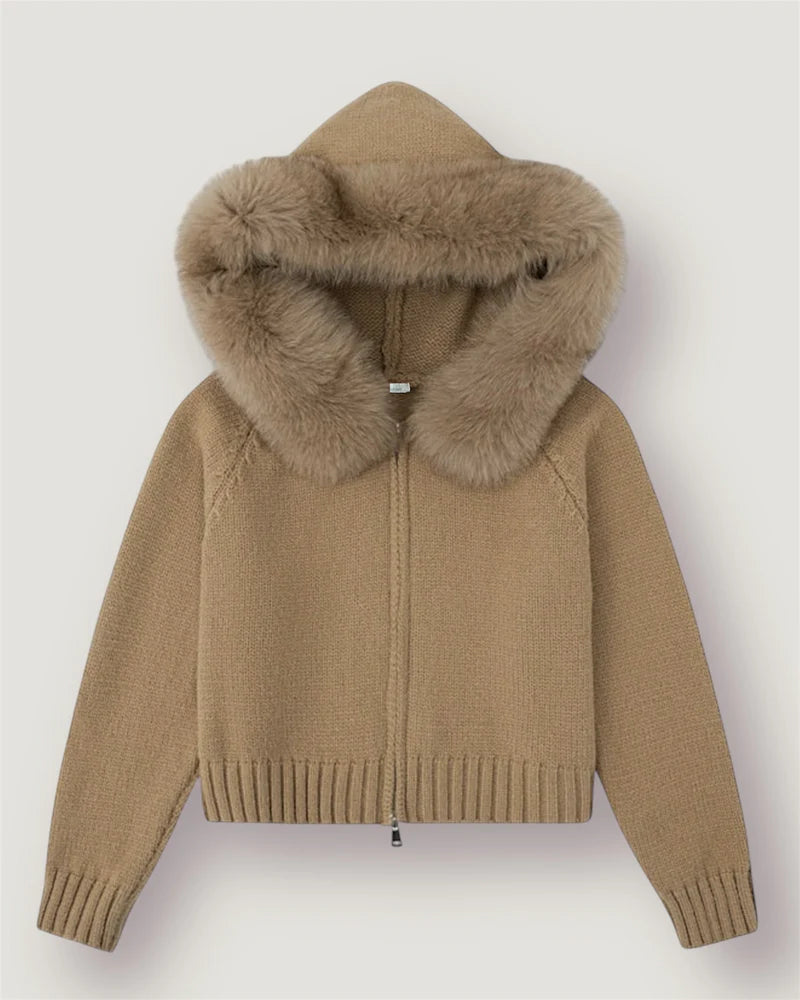 CARDIGAN MIT FUCHS FELLBESATZ