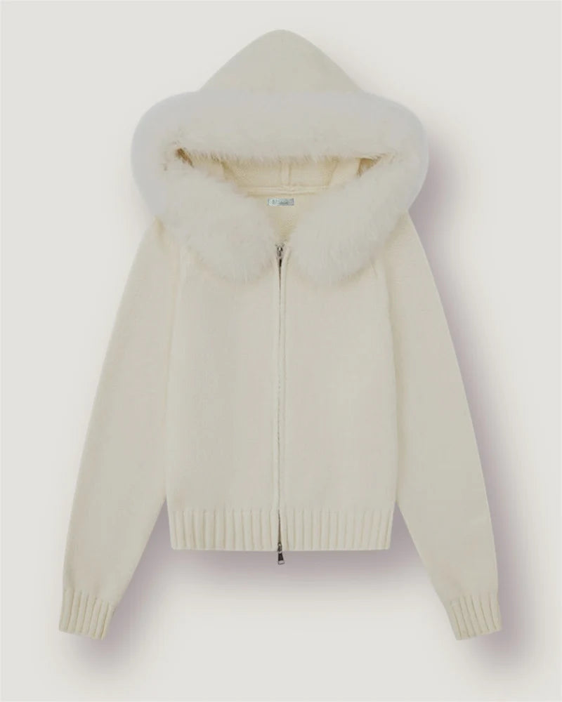 CARDIGAN MIT FUCHS FELLBESATZ