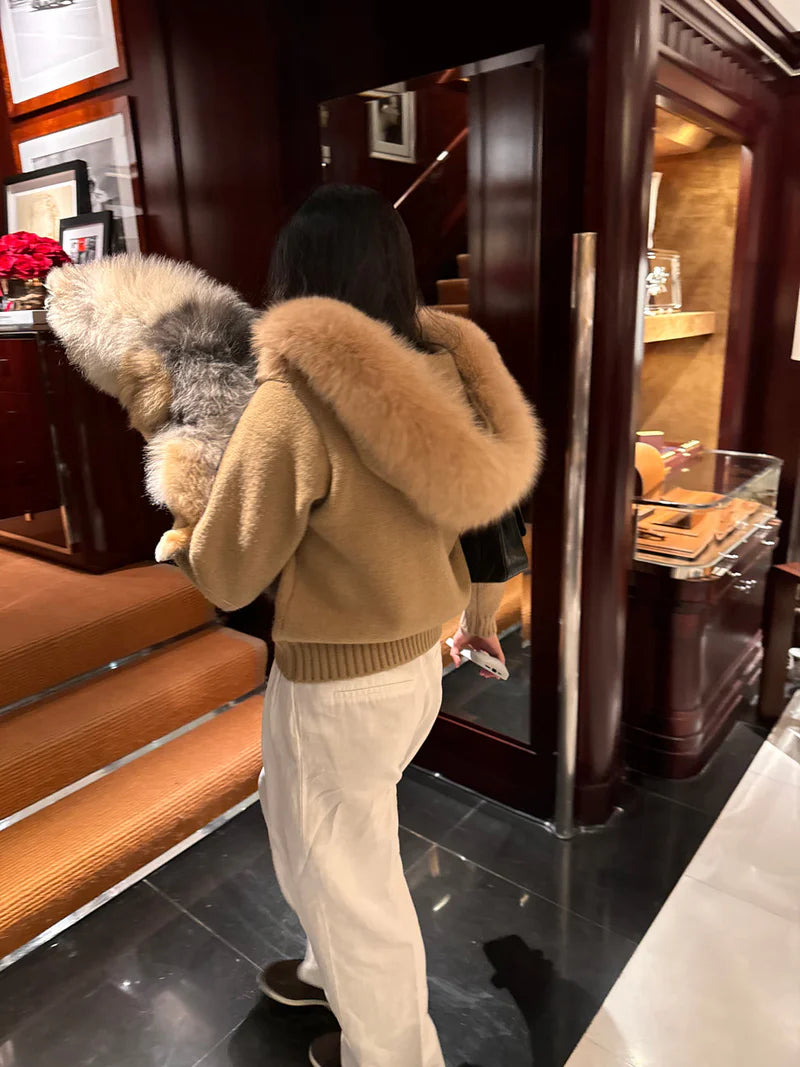 CARDIGAN MIT FUCHS FELLBESATZ