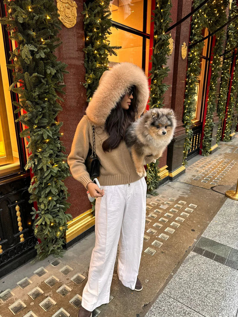 CARDIGAN MIT FUCHS FELLBESATZ
